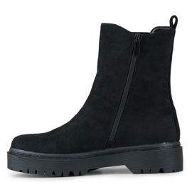 Bottines femme en daim noir à semelle épaisse le noir 2
