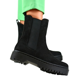 Bottines femme en daim noir à semelle épaisse le noir 4