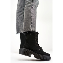 Bottines à lacets femme en daim noir le noir 4