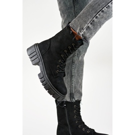Bottines à lacets femme en daim noir le noir 5