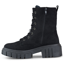 Bottines à lacets femme en daim noir le noir 2
