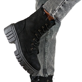 Bottines à lacets femme en daim noir le noir 3