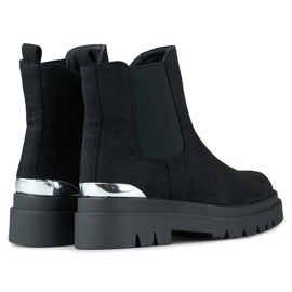 Bottines Chelsea femme en daim avec décoration argentée le noir 1