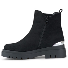 Bottines Chelsea femme en daim avec décoration argentée le noir 2