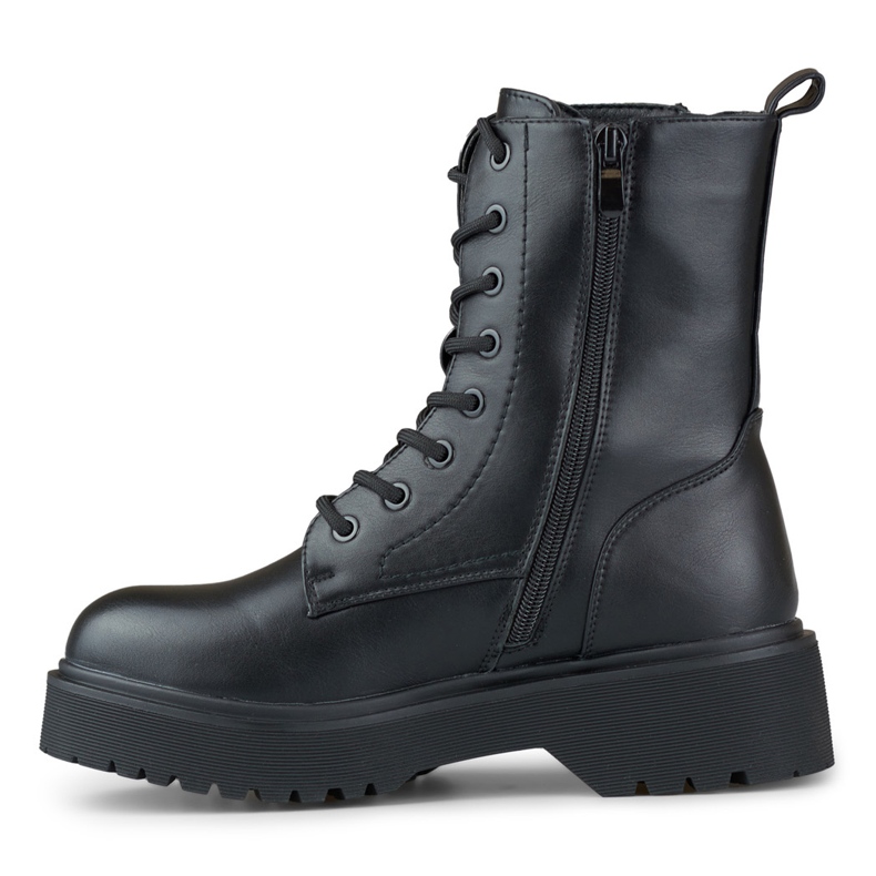 Bottes de travail plateforme femme noires à lacets 2
