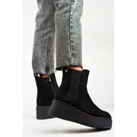 Bottines compensées en daim Laila le noir 4
