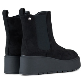 Bottines compensées en daim Laila le noir 1