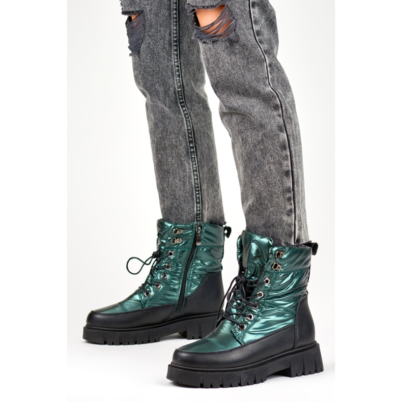 Bottes d'hiver épaisses et isolées pour femme vert 2