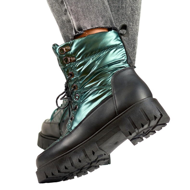 Bottes d'hiver épaisses et isolées pour femme vert 1