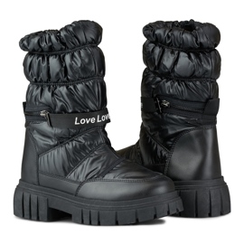 Chaussures montantes et chaudes pour femmes à semelle épaisse noir 1