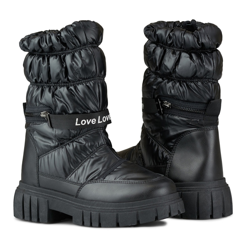 Chaussures montantes et chaudes pour femmes à semelle épaisse noir 1