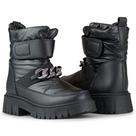 Bottes de neige femme avec chaîne Selena le noir 1
