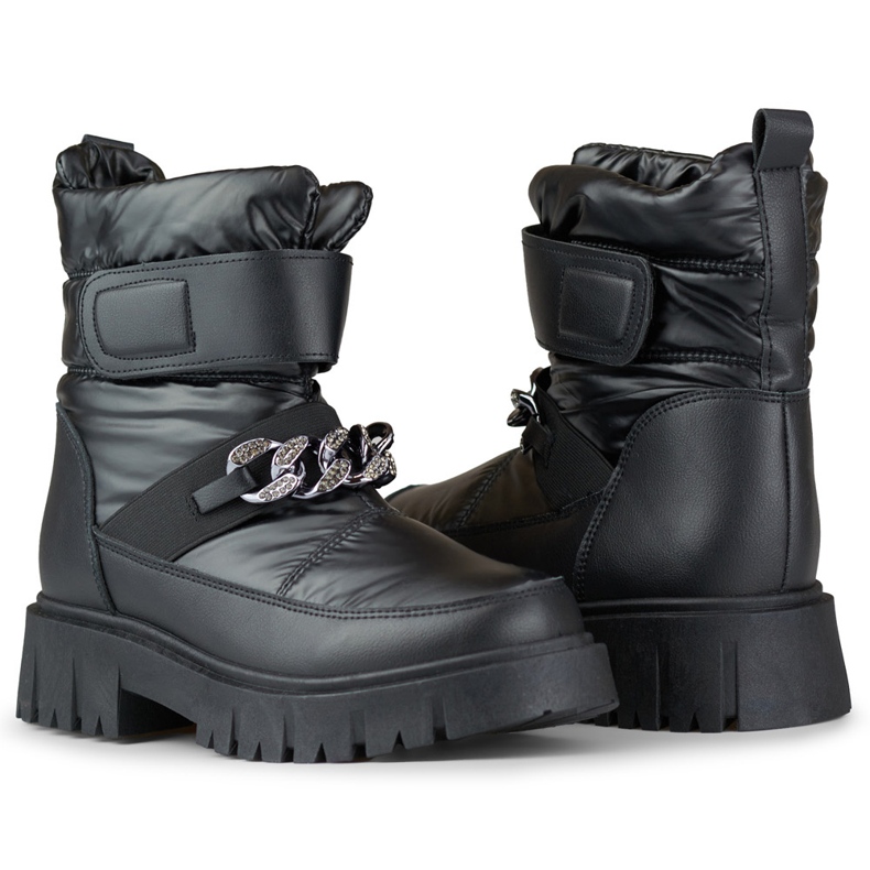 Bottes de neige femme avec chaîne Selena noir 1