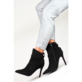 Bottines à talons hauts en daim noir avec tige plus haute le noir 4