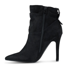 Bottines à talons hauts en daim noir avec tige plus haute le noir 2