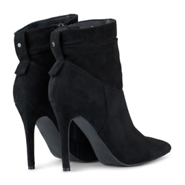 Bottines à talons hauts en daim noir avec tige plus haute le noir 3