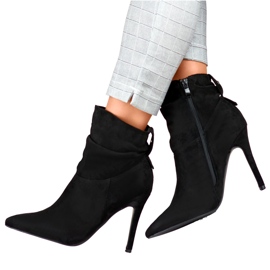 Bottines à talons hauts en daim noir avec tige plus haute le noir 5