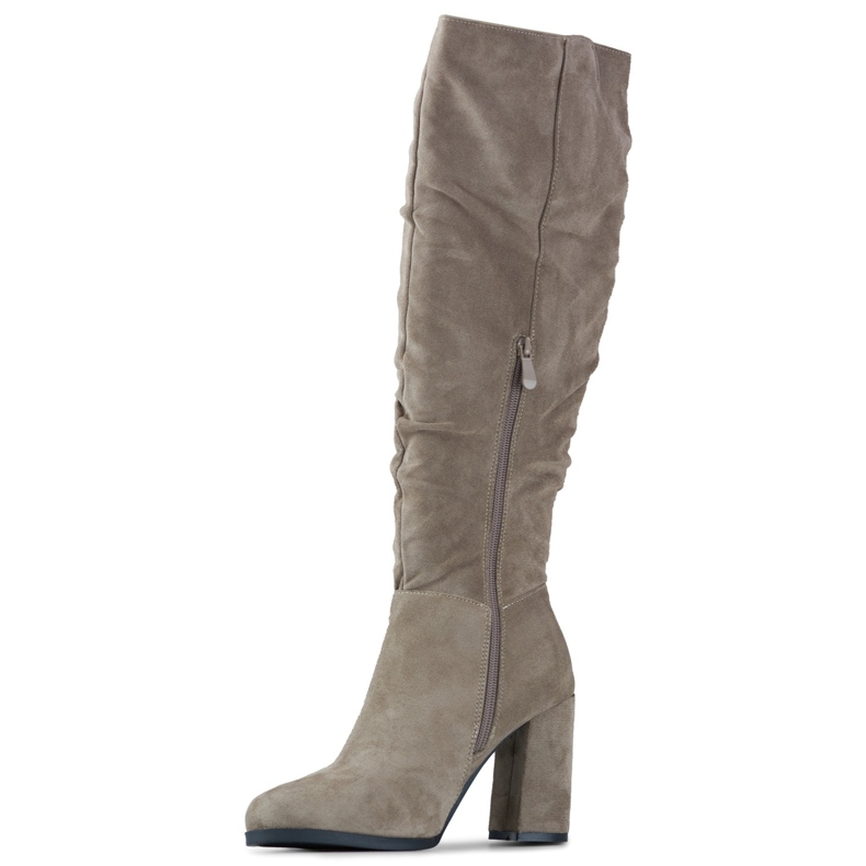 Bottines en daim pour femme, beige foncé 1
