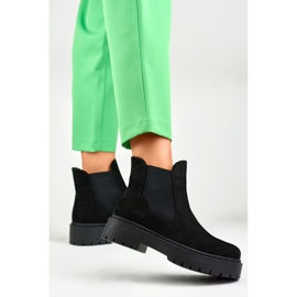 Bottines Chelsea femme en daim à semelle épaisse le noir 3
