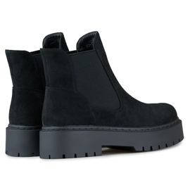Bottines Chelsea femme en daim à semelle épaisse le noir 4