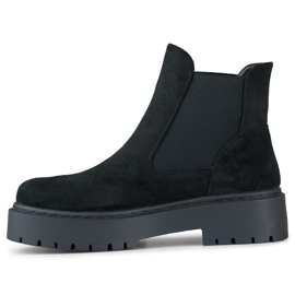 Bottines Chelsea femme en daim à semelle épaisse le noir 2