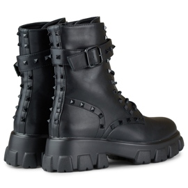 Bottes workwear noires pour femmes à clous 1