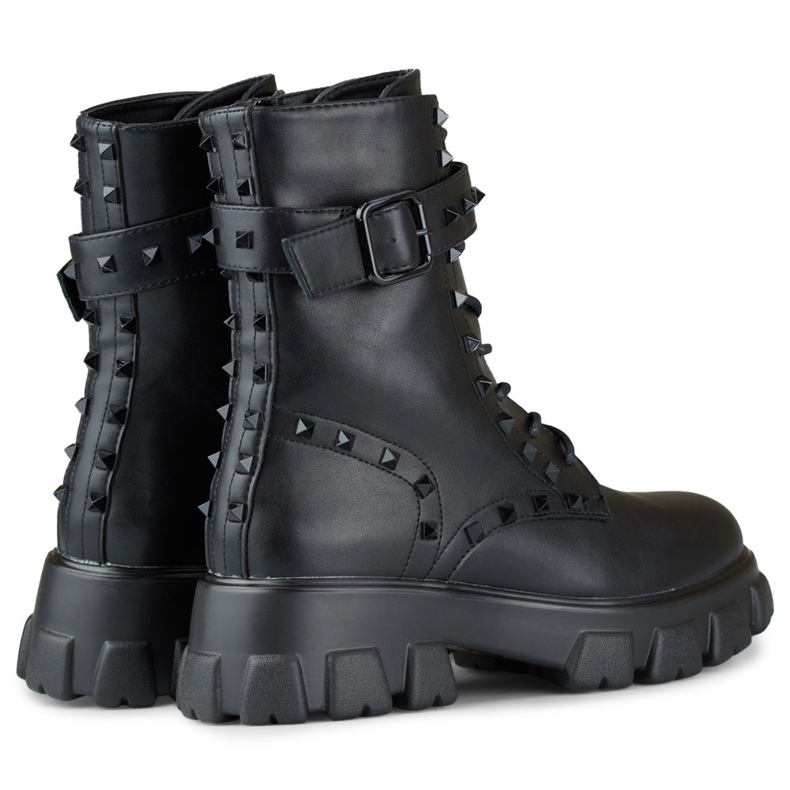 Bottes workwear noires pour femmes à clous 1