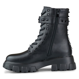 Bottes workwear noires pour femmes à clous 2