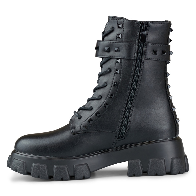 Bottes workwear noires pour femmes à clous le noir 2