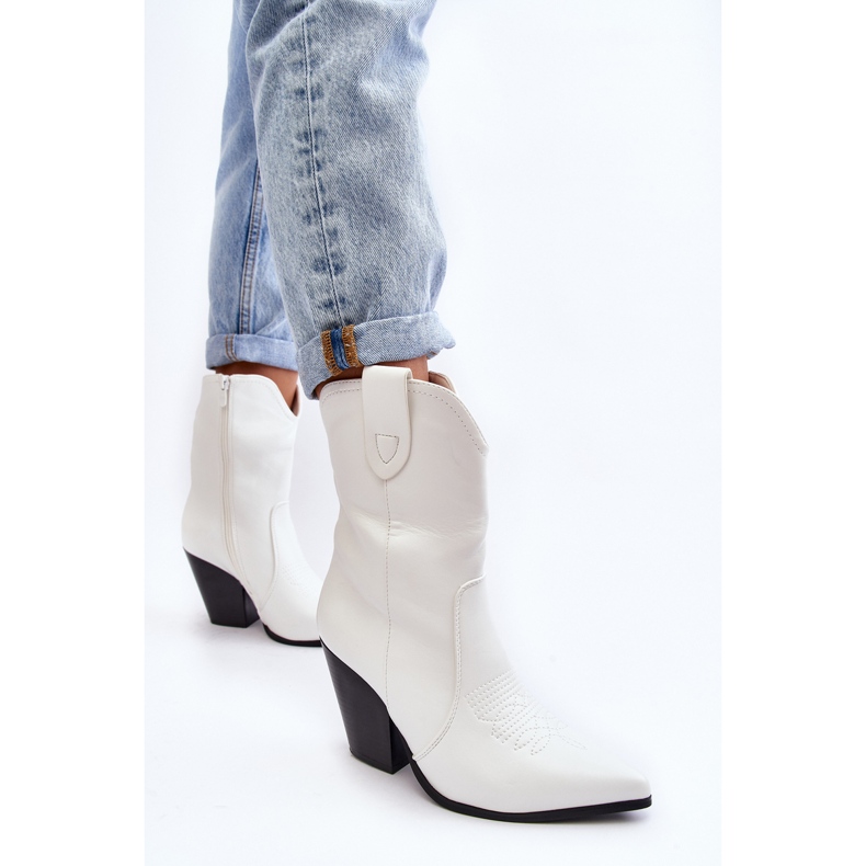 Bottes Cowboy À Talons Hauts Pour Femme Blanc Melaitia 1