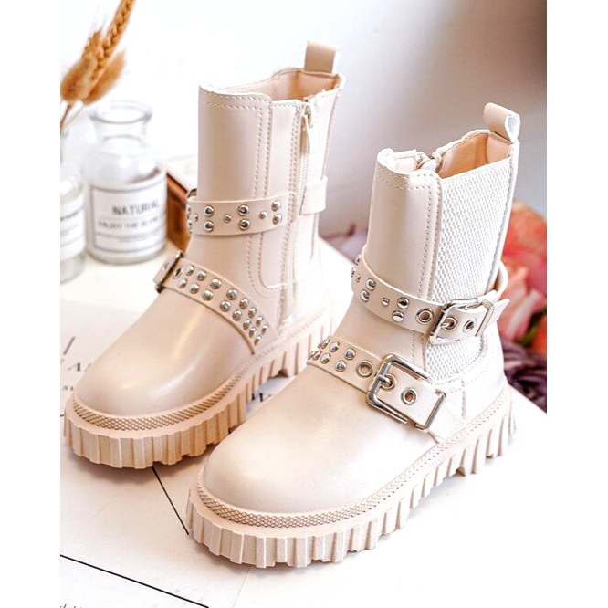 Bottines zippées beiges pour fille par Adeneia 1