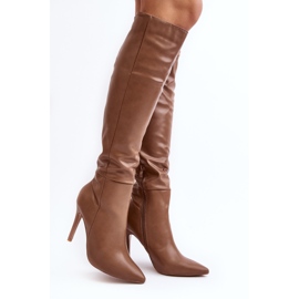 Cuissardes à talons hauts pour femme, beige foncé Sirenpha 1
