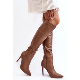 Cuissardes à talons hauts pour femme, beige foncé Sirenpha 2