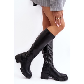 Vinceza Bottes noires Nienna pour femmes à talons bas et massifs 2