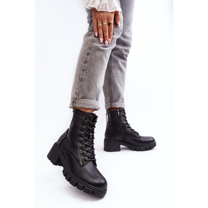 Vinceza Bottes de travail isolées à fermeture éclair pour femmes noires par Evrarda le noir 2