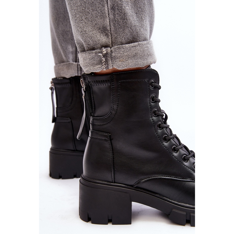 Vinceza Bottes de travail isolées à fermeture éclair pour femmes noires par Evrarda le noir 1