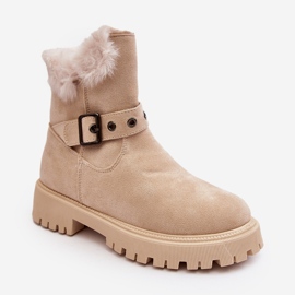 Vinceza Bottines femme Morcos beiges avec fermeture éclair en fourrure 2