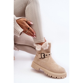 Vinceza Bottines femme Morcos beiges avec fermeture éclair en fourrure 1