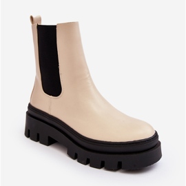 Vinceza Bottes De Travail En Cuir Beige Loretta 2