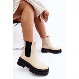 Vinceza Bottes De Travail En Cuir Beige Loretta 1