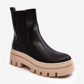 Vinceza Bottes Worker Femme Noir et Beige Loretta 1