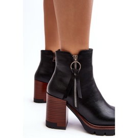 Vinceza Bottines en cuir pour femmes noires Brittney 1