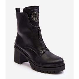 Vinceza Bottines En Cuir Pour Femme Avec Strass Noir Rosie 2