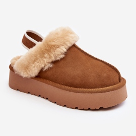 Chaussons Plateforme Femme Fourrure Camel Sophienne brun 2