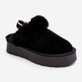 Pantoufles plateforme femme Sophienne noires avec fourrure le noir 1