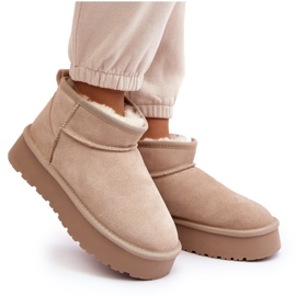 Bottes de neige basses en daim à la mode beige clair Nucca 10