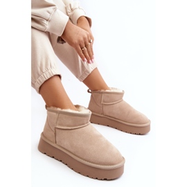 Bottes de neige basses en daim à la mode beige clair Nucca 9
