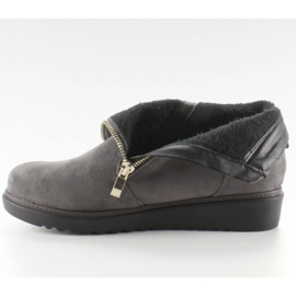 Bottines en daim avec une plaque dorée GG-32 Gris 6