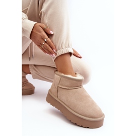 Bottes de neige basses en daim à la mode beige clair Nucca 8