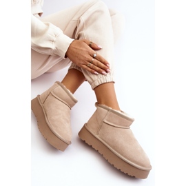 Bottes de neige basses en daim à la mode beige clair Nucca 1